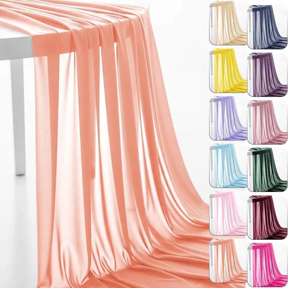 IONTACH Peach Chiffon Fabric by The Yard 60 Inch X 5 Yards