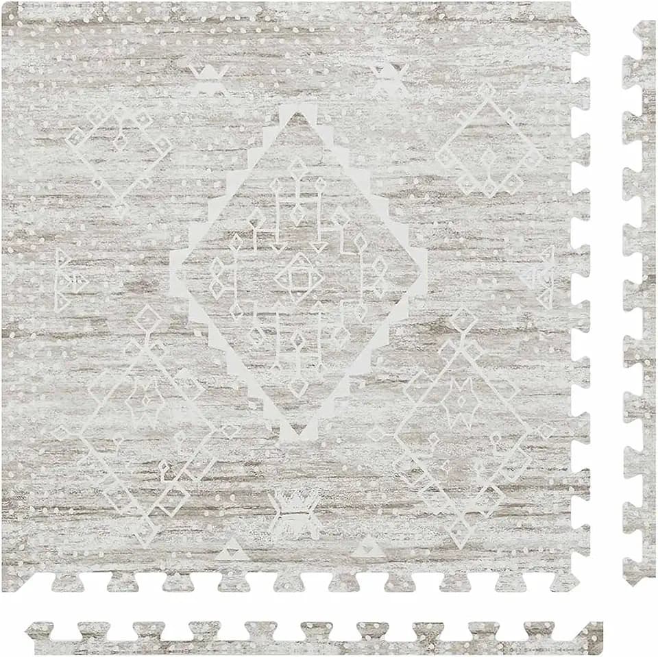 House of Noa Play Mat – 4x6 Driftwood Ula – Set of 6 Tiles – EVA Foam Play Mat for Floor, Soft Interlocking Mats for Hard Floors