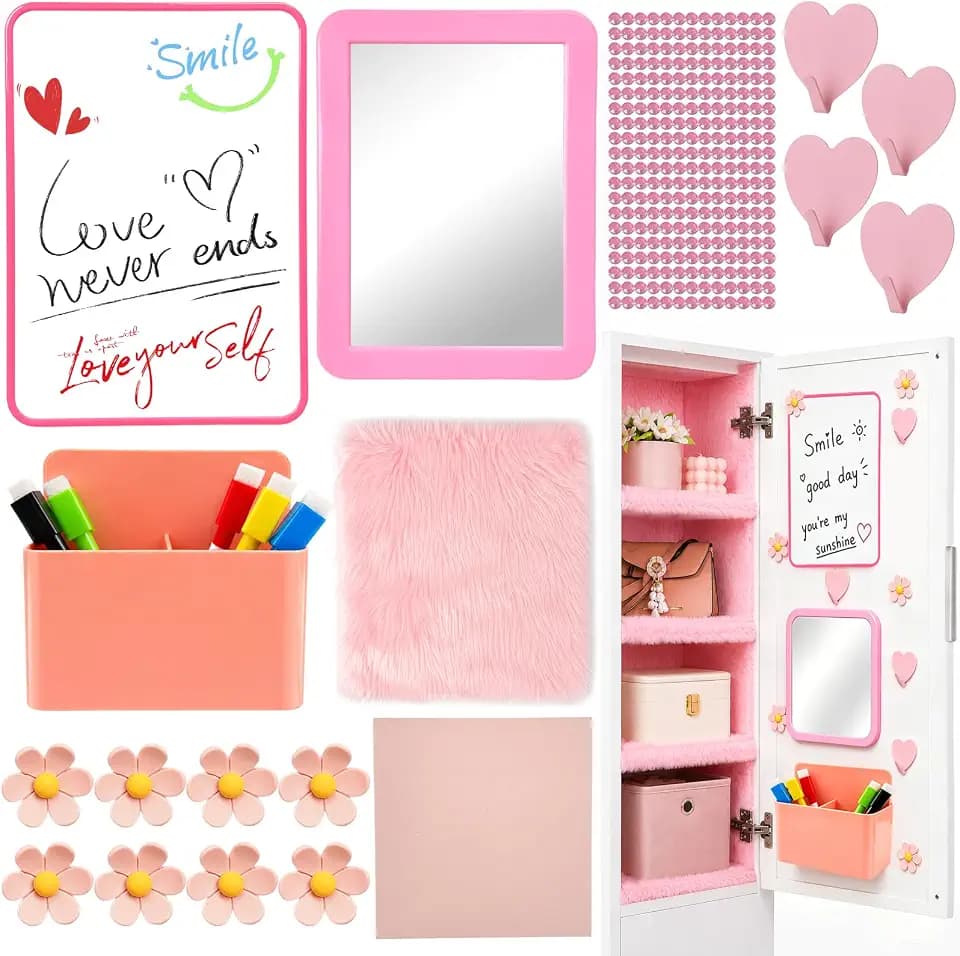 Pink Locker Accessories Kit, 24 Pcs Locker Decor Back to School Supplies