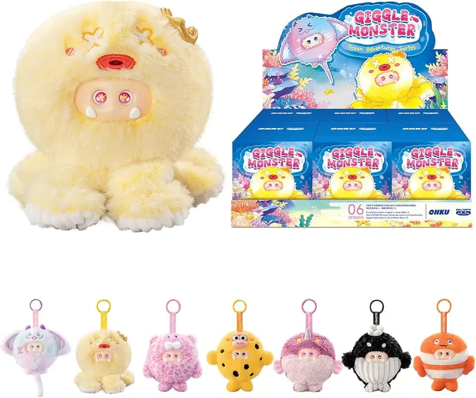 Giggle Monster Ocean Adventures Series Vinyl Plush Blind Box Random Design Action Figures Collectible Toys Home Decorations Holiday Birthday Gifts (Single)