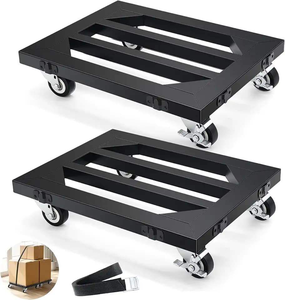 Nefish 2 Pack Furniture Dolly 16" X 12" Heavy Duty 2000Lbs Connectable Moving Dollies with 4 Wheels Iron Flat Dolly for Moving Boxes,Furniture, Appliances
