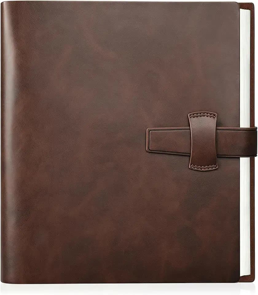 Artmag Photo Album 4x6 200 Photos, Thick Leather Cover Picture Album with 30 PCS Kraft Writing Paper Holds 200 Horizontal Photos for Family Wedding Anniversary (Brown)