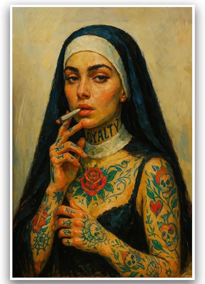 HGHGLX Woman Portrait Wall Art Gothic Large Picture 16x24 Inch Unframed