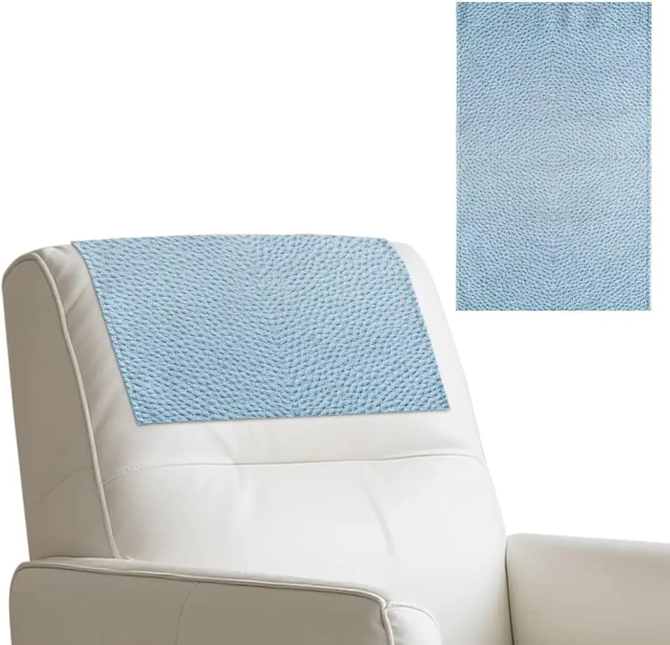 Blue Recliner Chair Covers for Headrest, Hair Oil Resistant Recliner Headrest Covers, Stretch Leather Couch Cover, Dust-Proof Furniture Protector, 1 Pack