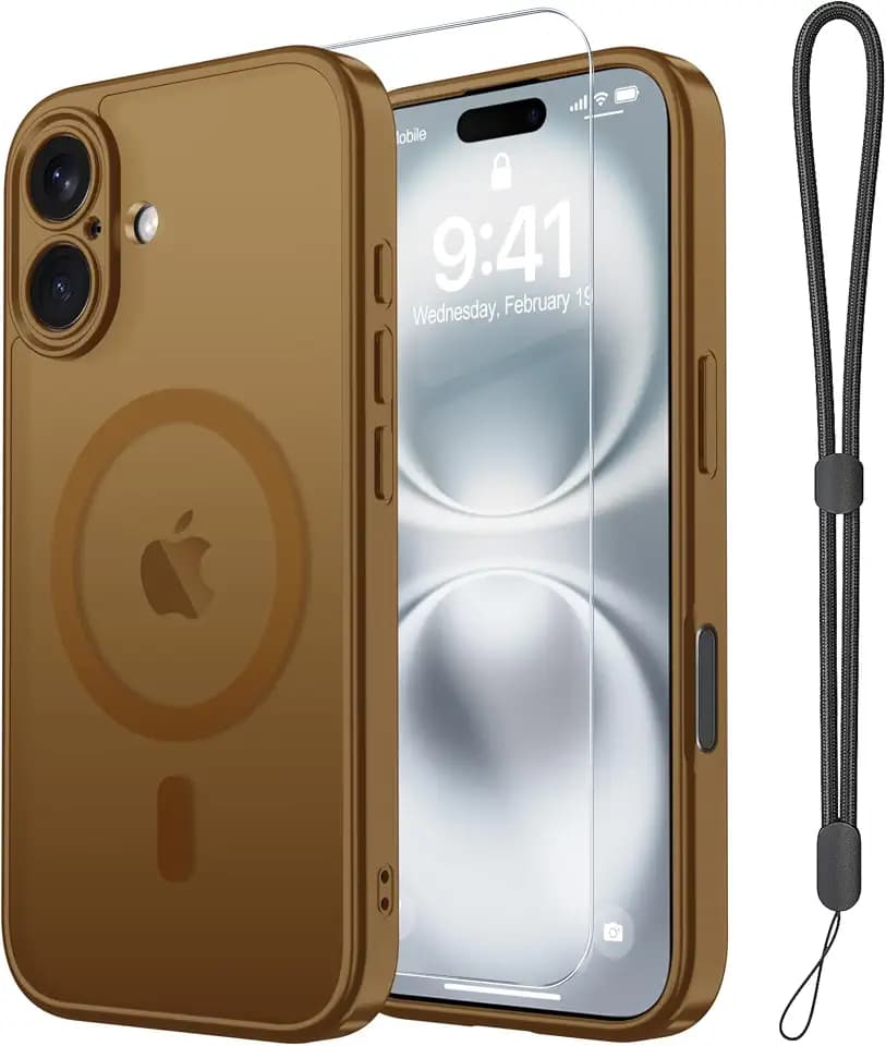 Magnetic Case for iPhone 16 Case with Screen Protector+Wrist Strap