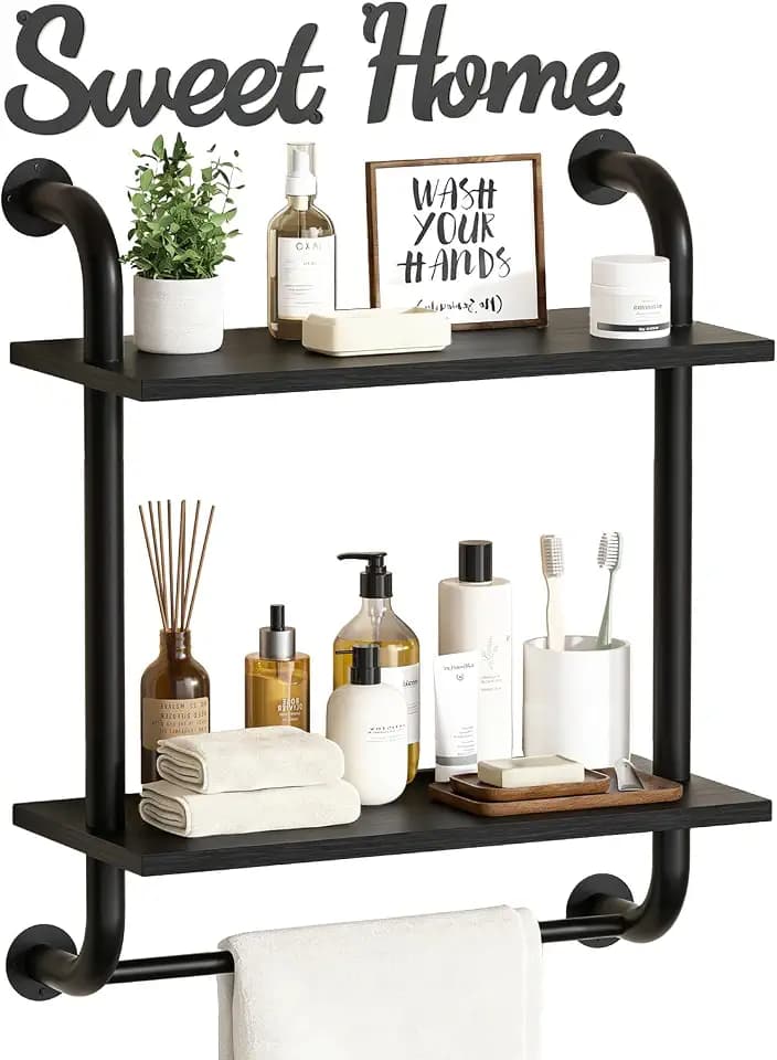Tinpin 3 Tier Wall Shelves Over Toilet Rustic Industrial Floating Shelf