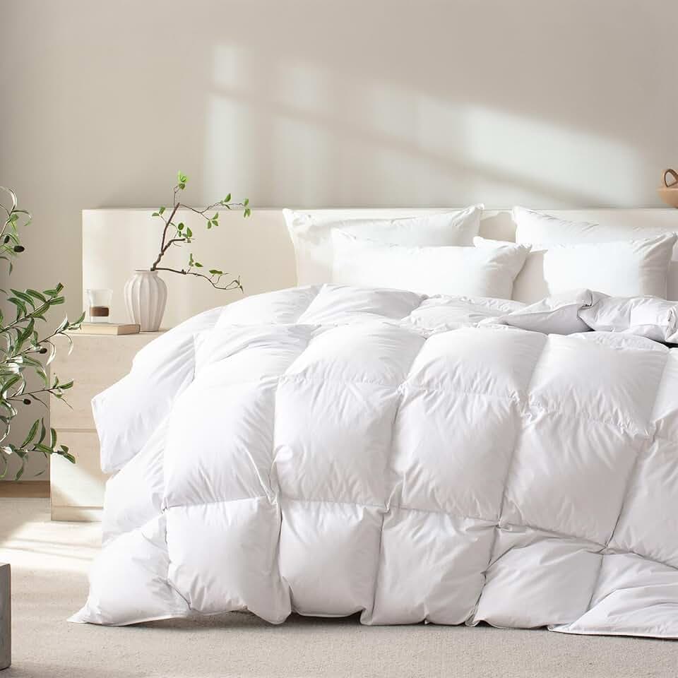 Hungarian Feather Down Comforter Queen,100% Organic Cotton Duvet Insert