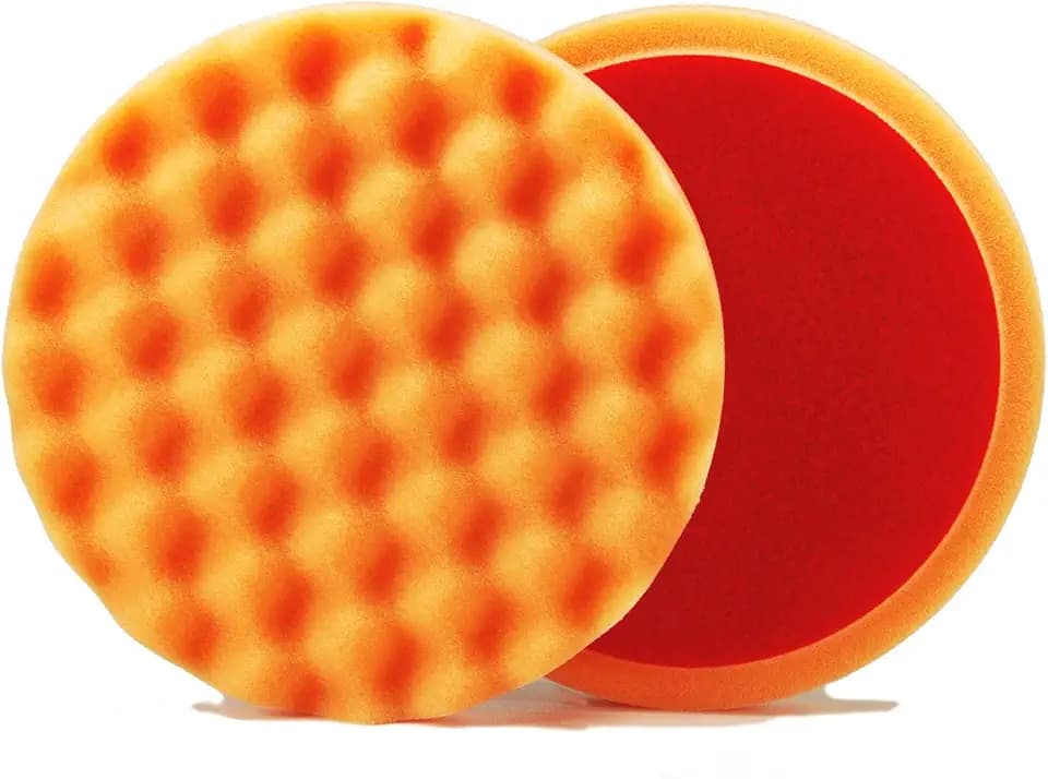 ALCLEAR 5613530AH_2 5613530AH Polierpad gegen Hologramme, Auto Polierschwämme, gewaffelt, Durchmesser: 135x25 mm, orange,2er Set, Polierpad polieren Pad Schwamm Polierschwamm f. Poliermaschine