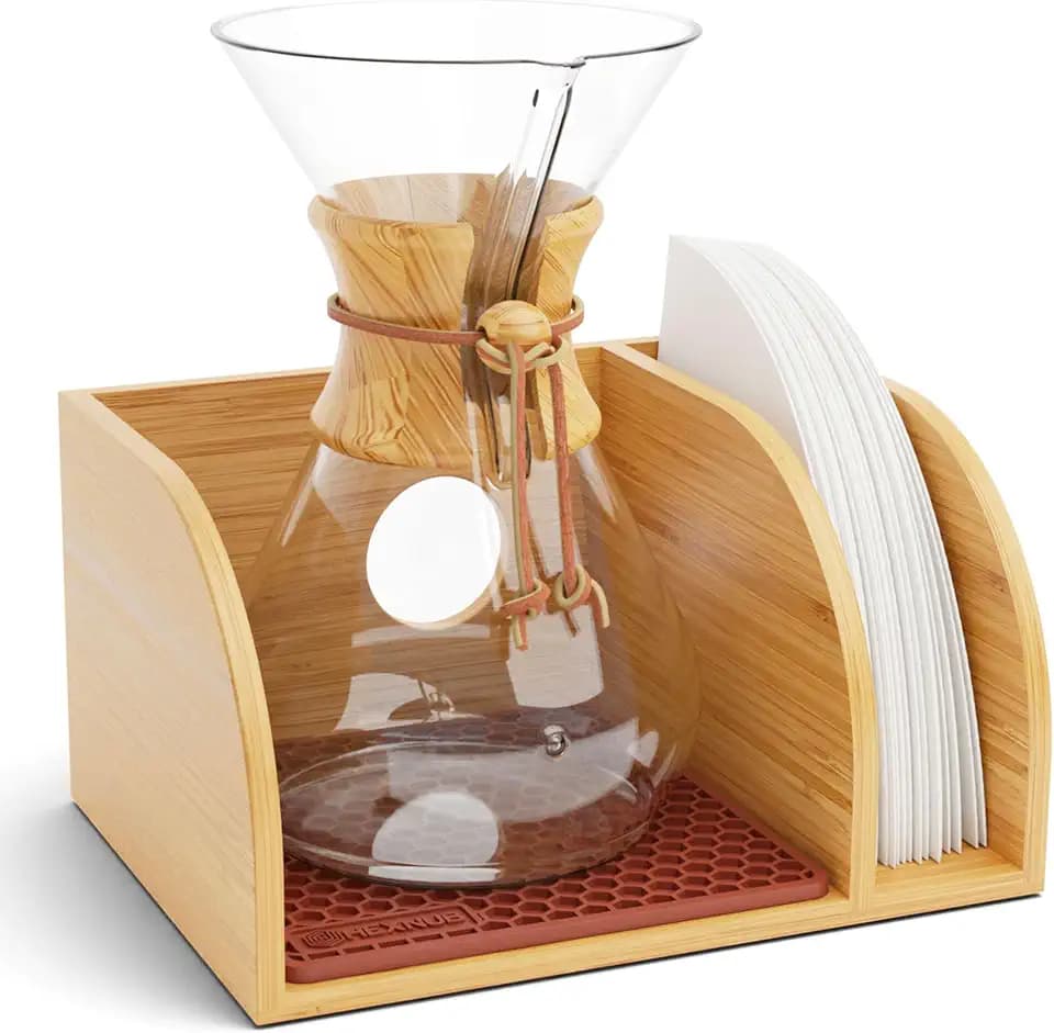 HEXNUB Pour Over Caddy for Chemex Bodum Cosori Coffee Makers Brown