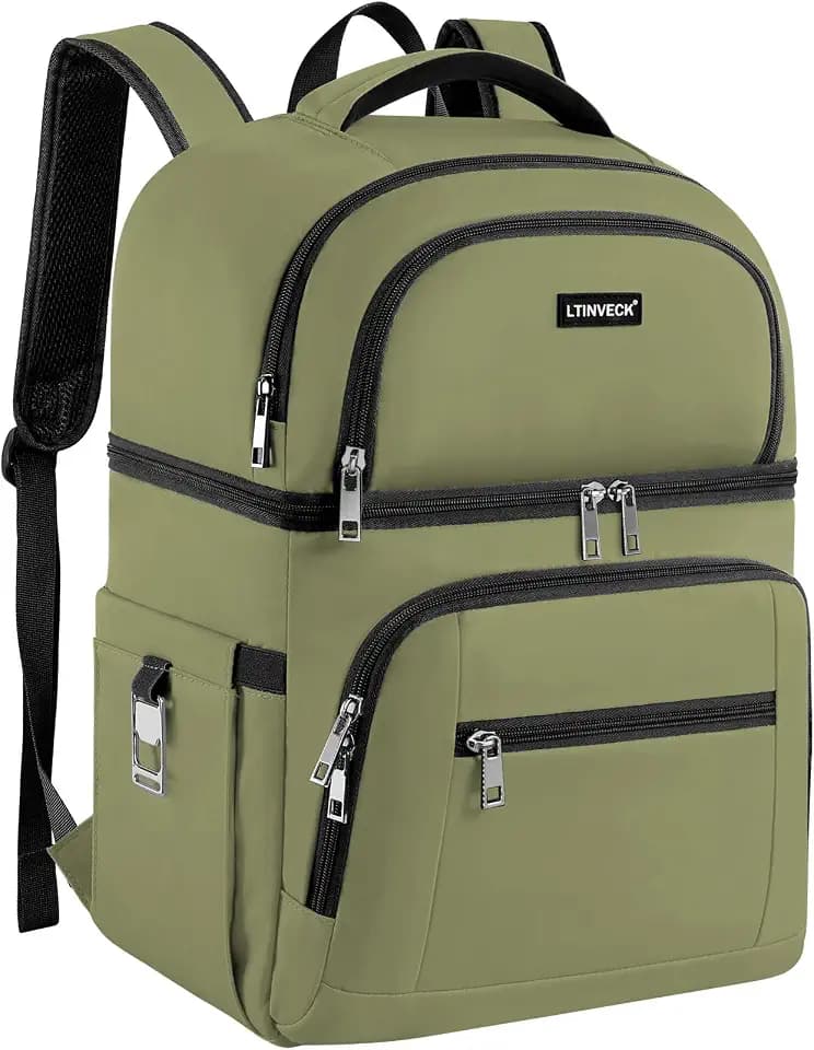 Cooler Backpack,Insulated Backpack Cooler Leakproof Double Deck Cooler Bag for Men Women RFID Lunch Backpack