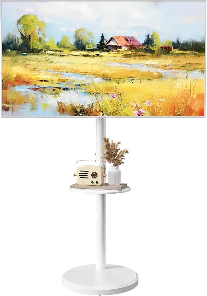 Small Rolling TV Stand for 10-46 Inch TVs with Shelf and Hidden Wheels