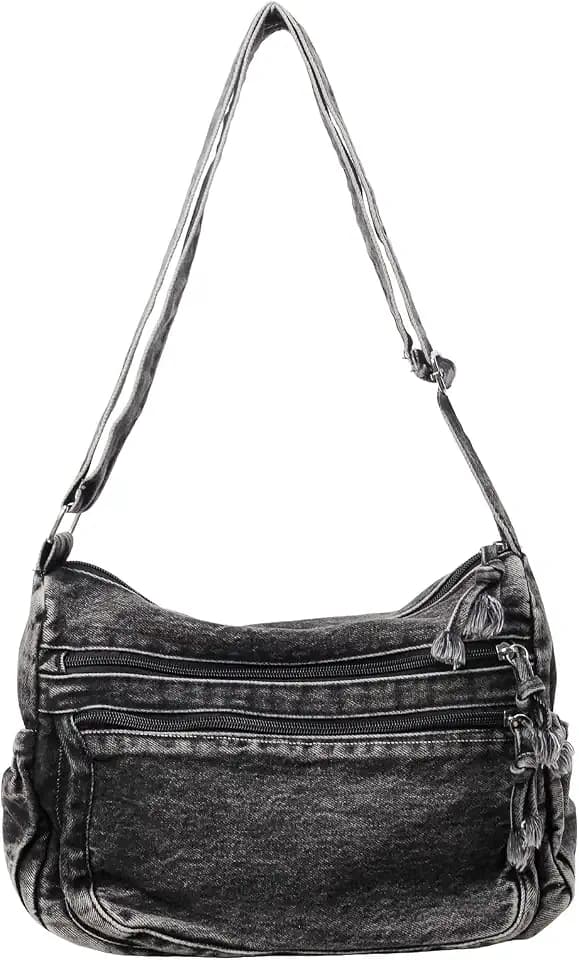 Large Denim Purses for Women Denim Tote Bag Casual Retro Crossbody Lightweight Shoulder Bag Canvas Handbags