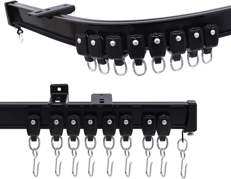 Bendable Curtain Track, Ceiling Curtain Rail Track, Black 21-24 Ft