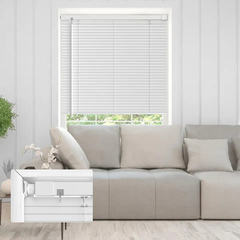No Drill Mini Blinds, Horizontal Window Blinds & Shades, 39" Wx64 H, White