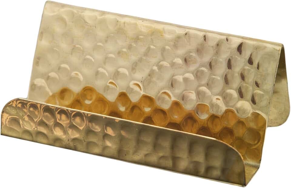GoCraft Business Card Holder Stand | Fits 20-30 Business Cards (Pure Brass)
