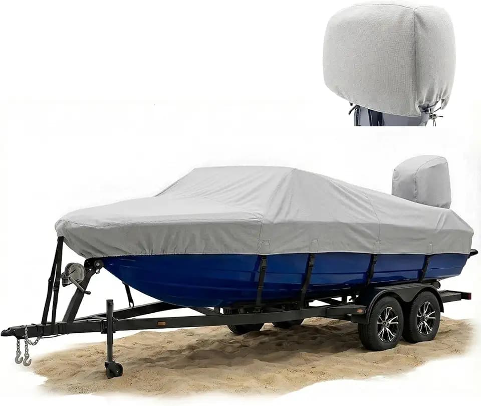 Boat Cover 15-17ft 1200D Boat Tarp with Storage Bag for Narrow-Body Ship