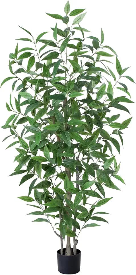 Yepdin Ficus Artificial Tree -5FT Faux Eucalyptus Trees with Pots, Green Lifelike Leave for Fake Floor Plant,Realistic Artificial Plants Indoor Outdoor Office