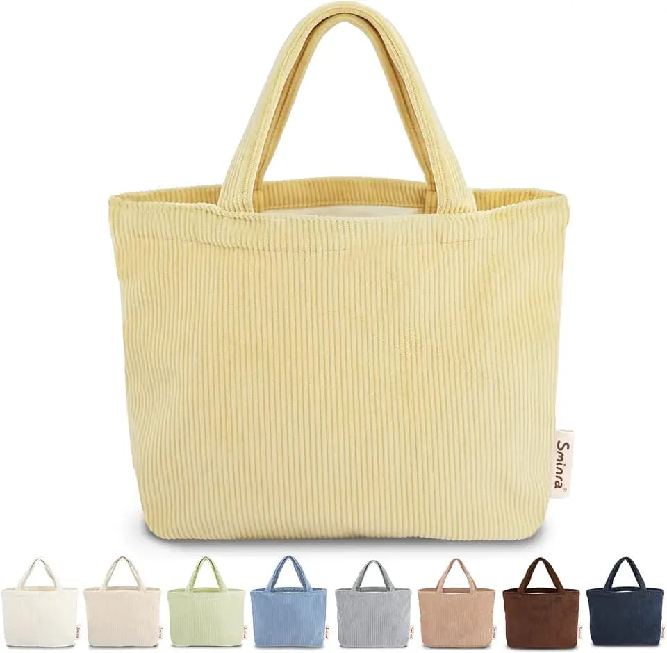 Sminra Small Bible Tote Bag for Women, Corduroy or Quilted Mini Tote Bag