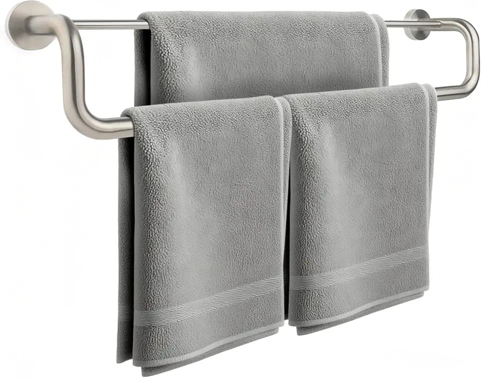 Double Towel Bar,Double Towel Racks for Bathroom,24 Inch Brushed Towel Holder, Bath Towel Rack for Bathroom Wall Mounted,Premium Brushed Stainless Steel,