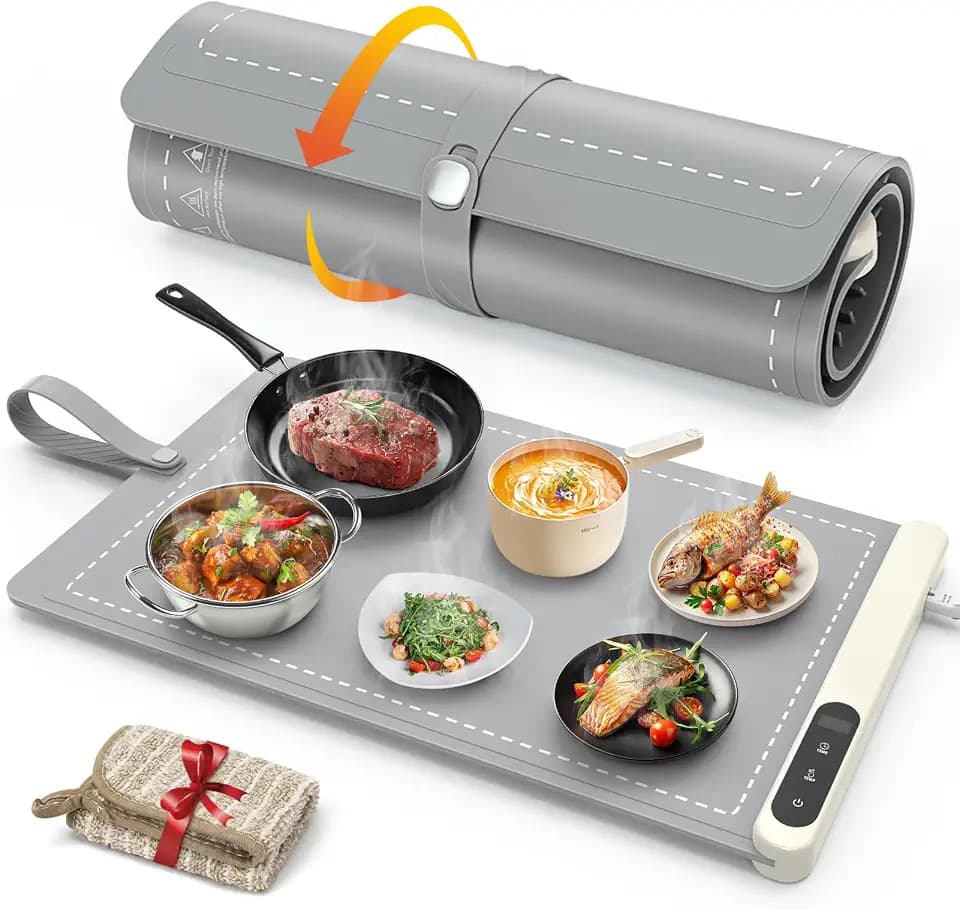 FYY Warming Mat for Food 24"x15", Rapid and Full Surface Heating Gray