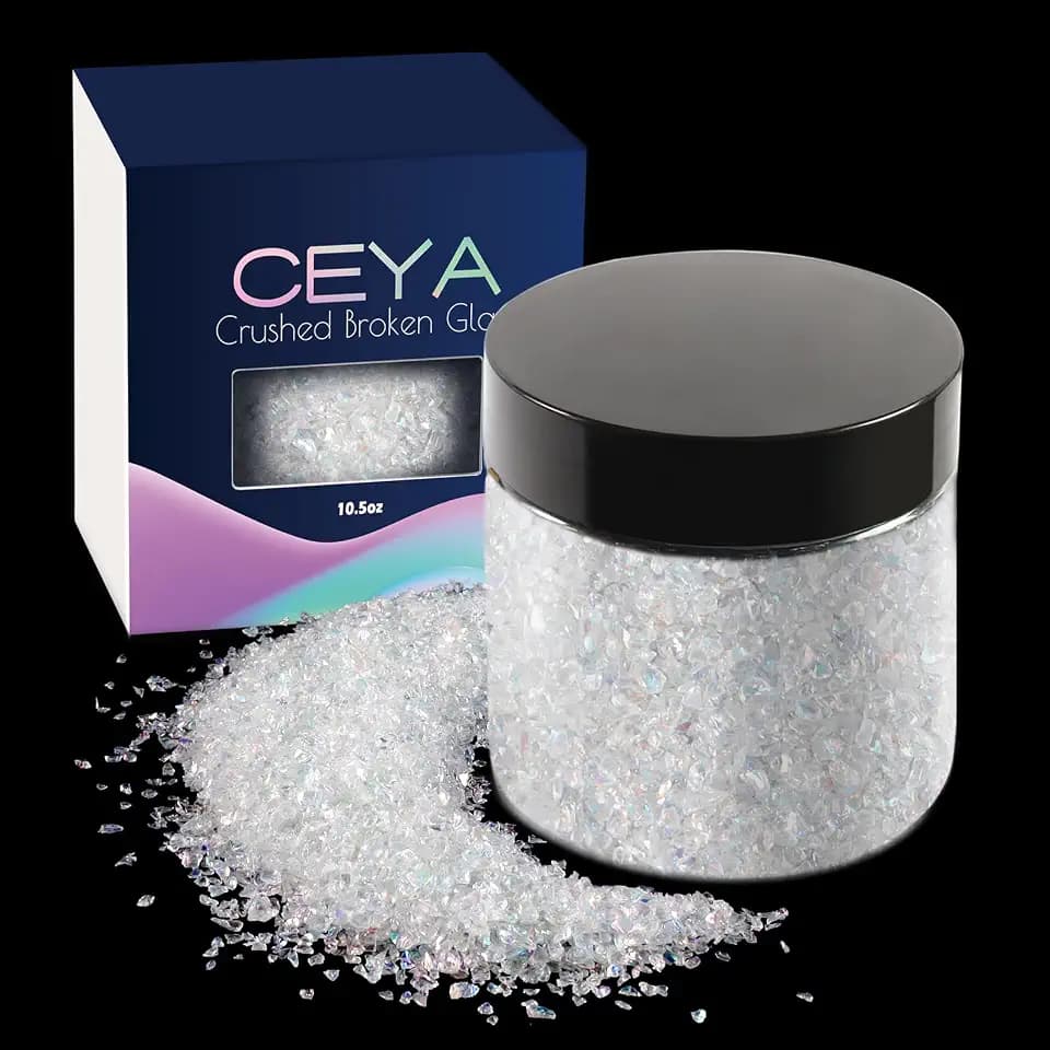 Ceya 10.6oz/ 300g Crushed Irregular Glass Colorful White Crystal Chips