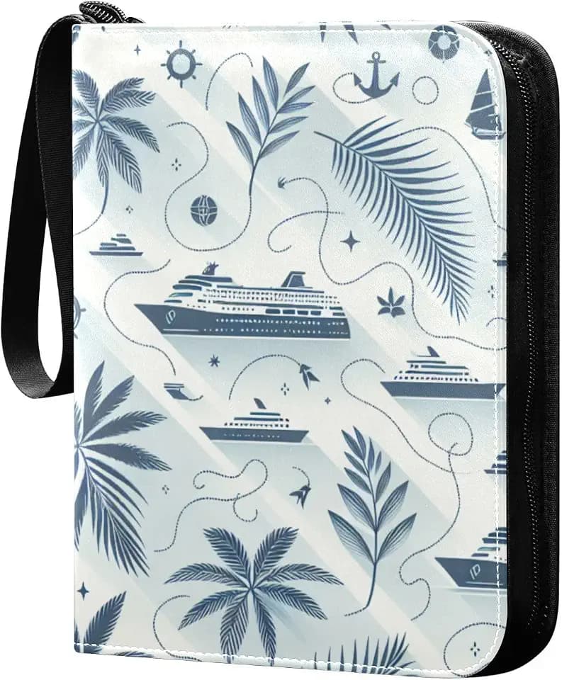 Cruise Ships Card Binder 4-Pockets, 400 Pockets Card Holder with 50 Removable Sleeves, Trading Card Collector Zipper Album Holder, Collector Album