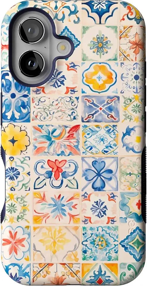 Casely iPhone 16 Case | Tuscan Tiles | Dolce Vita | Bold Protective Design | Compatible with MagSafe