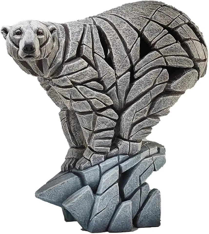 Enesco Edge Sculpture Polar Bear Standing Animal Figurine, 15.24 Inch, White and Black