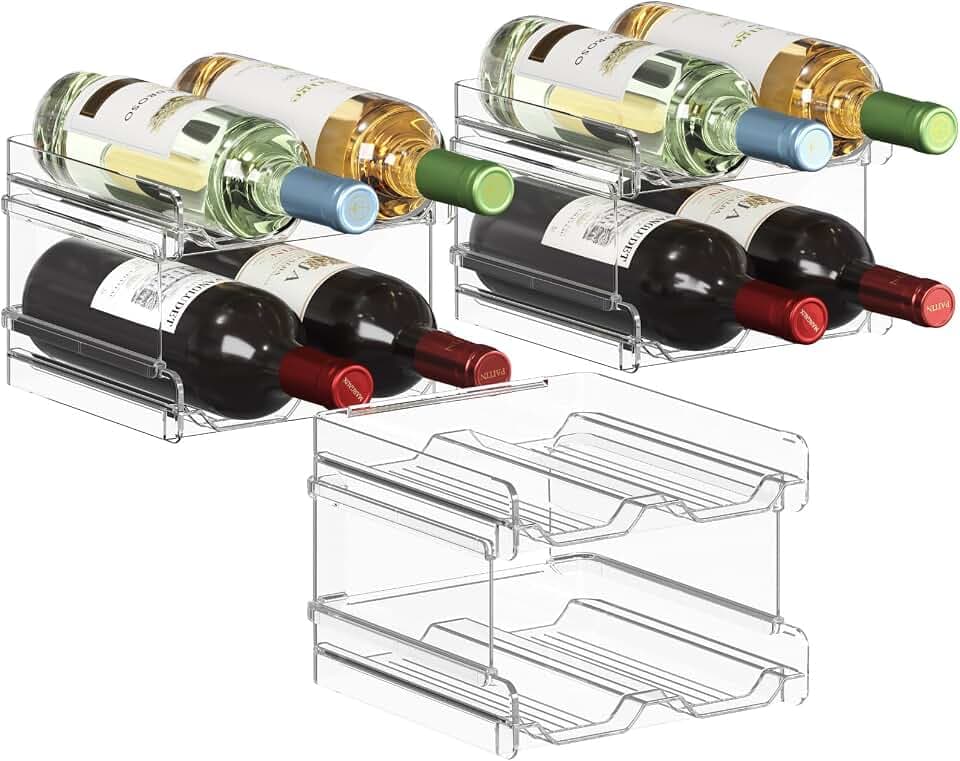 Lifewit Stackable Wine Rack for Cabinet, Plastic Refrigerator Wine Holder