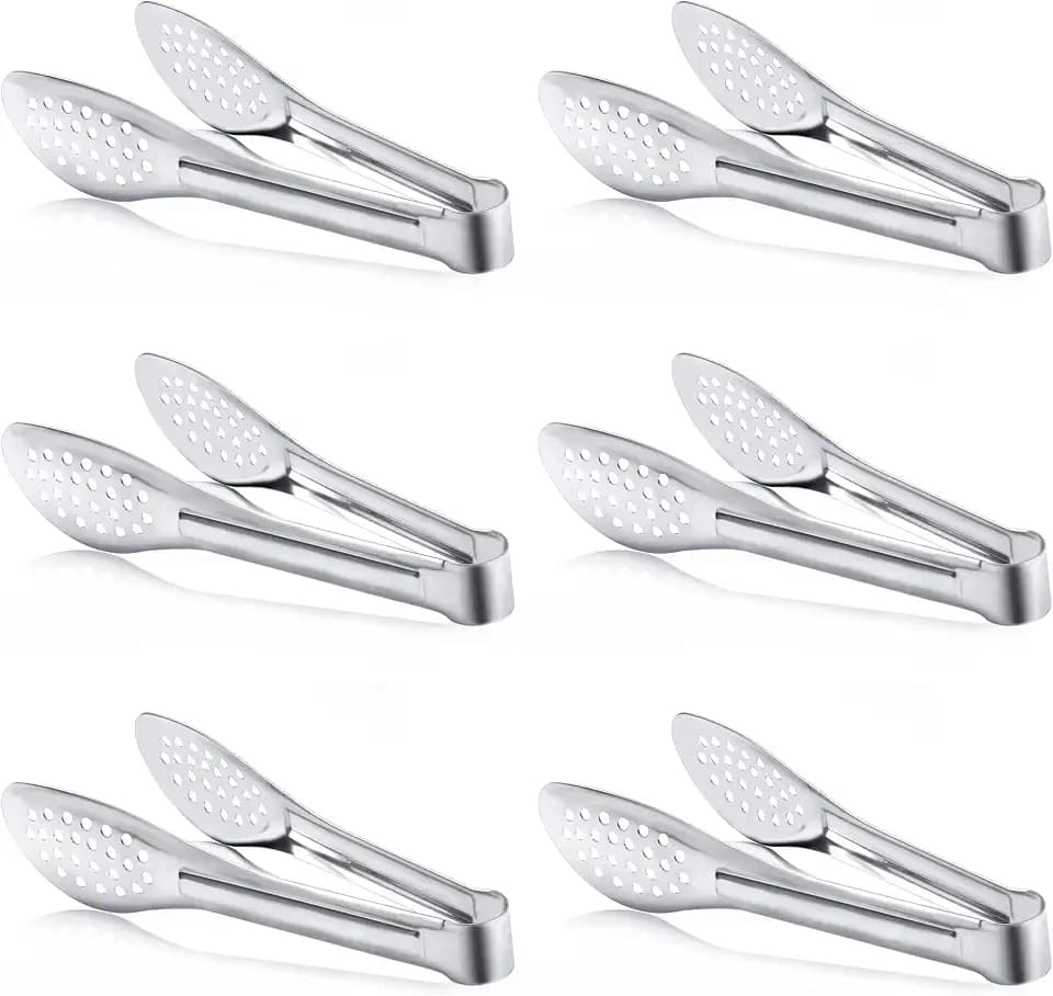 6 Pack Buffet Tongs,Stainless Steel Serving Tongs Serving Utensils 9Inch