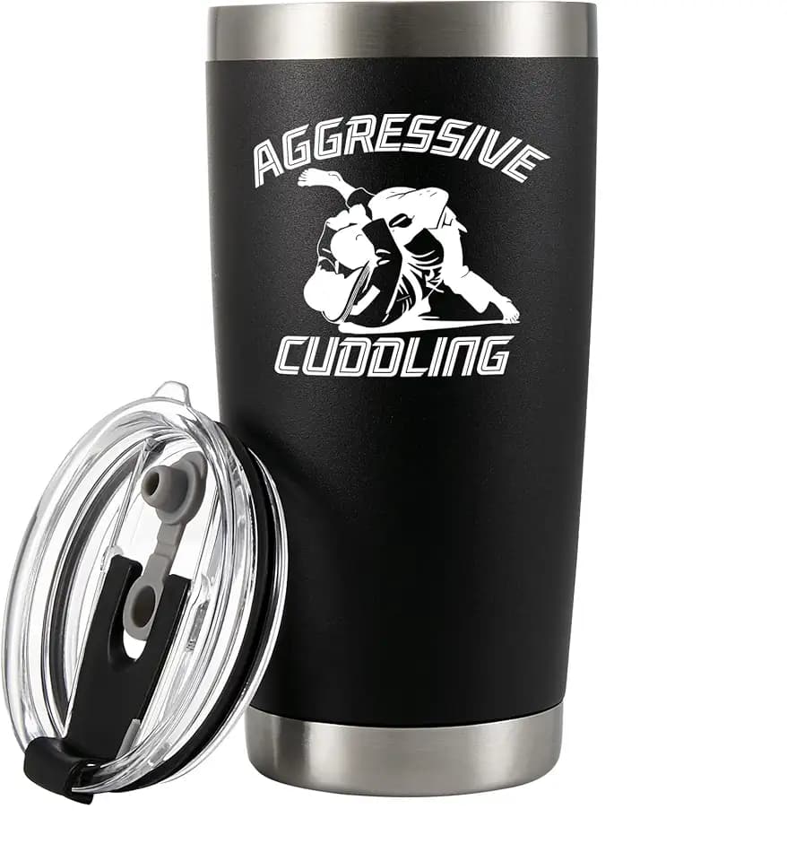 Panvola Jiu Jitsu Aggressive Cuddling Jiujitsu Mug Tumbler 20oz Black