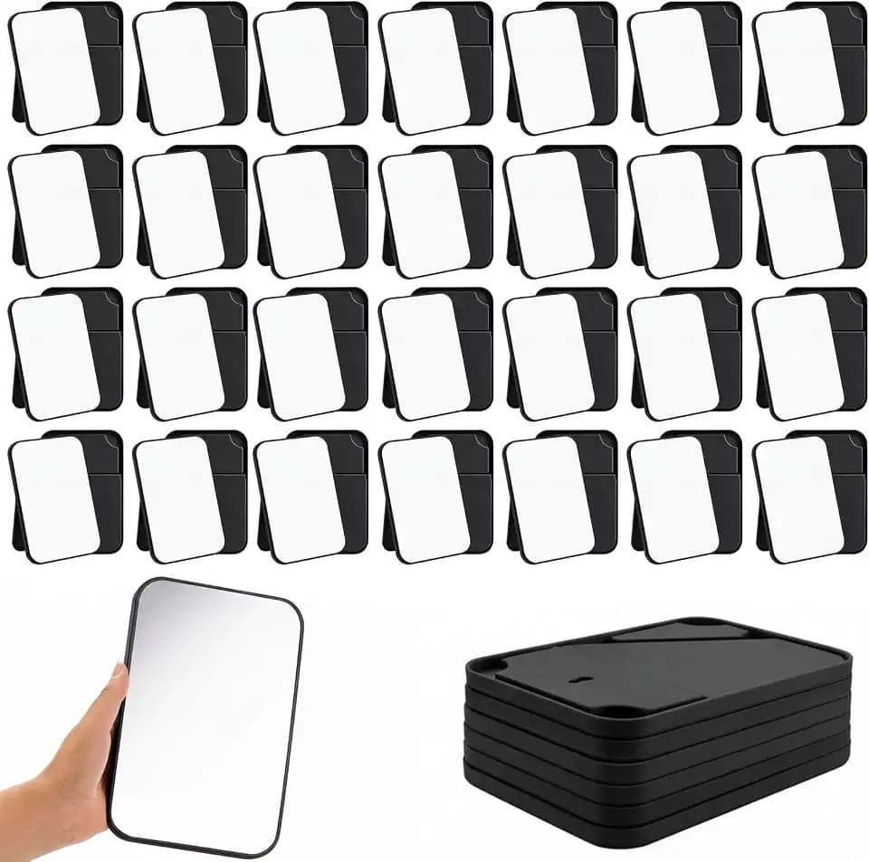 Cinnvoice 36 Pack 8x5 in Christmas Makeup Mirror with Stand and Hole, Black