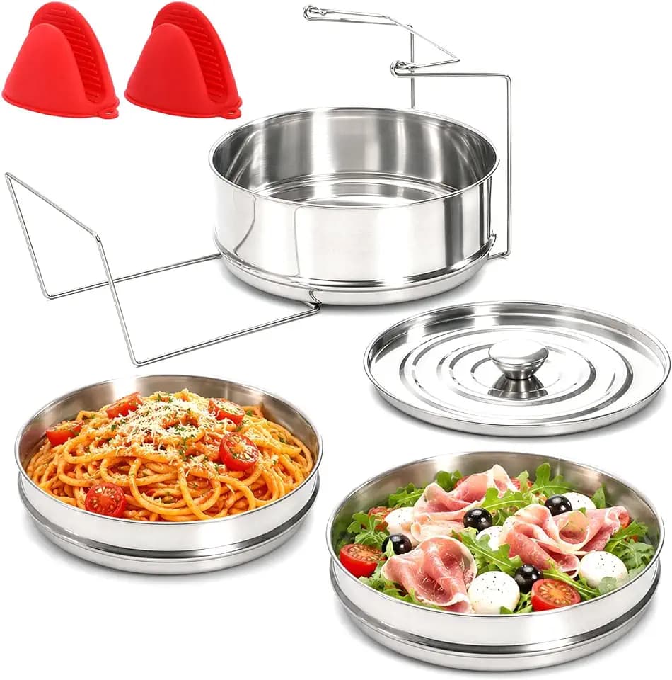 WUWEOT Stackable Stainless Steel Insert Pans 3 Tier Insert Pans Pot in Pot