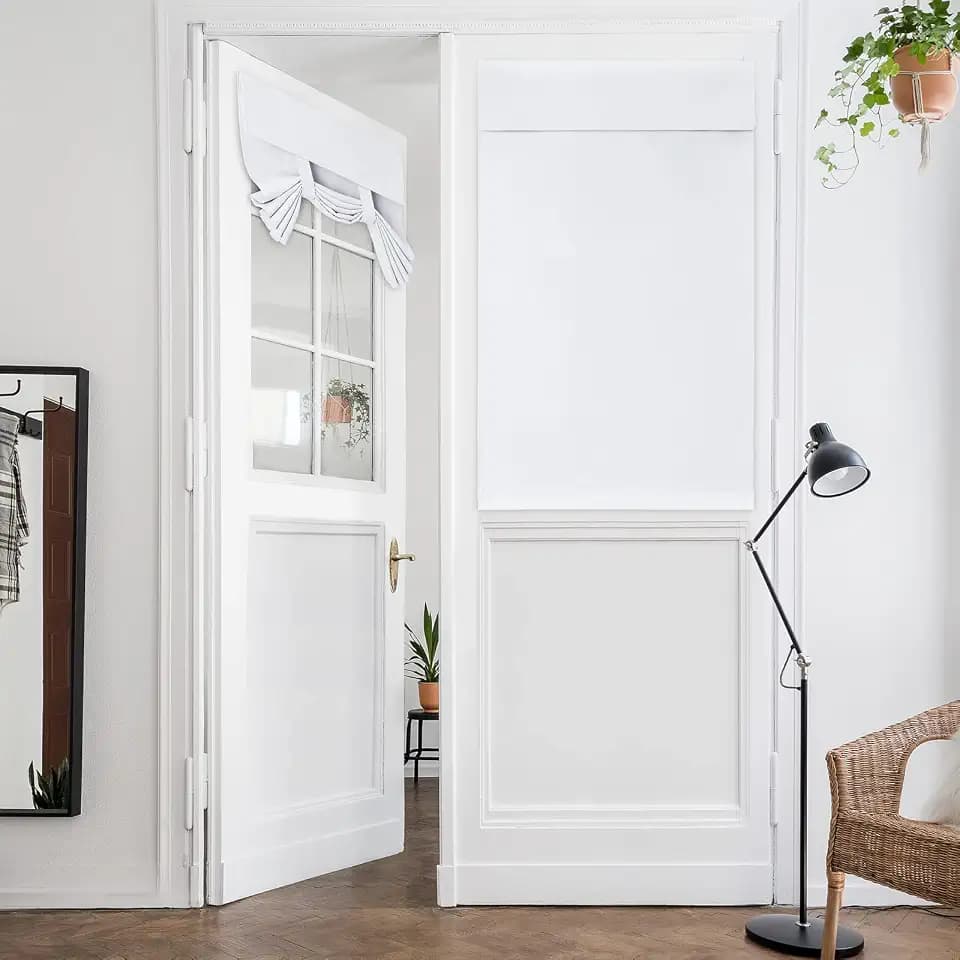 HOMEIDEAS Blackout Door Curtains for French Door 26x40 Inch Pure White