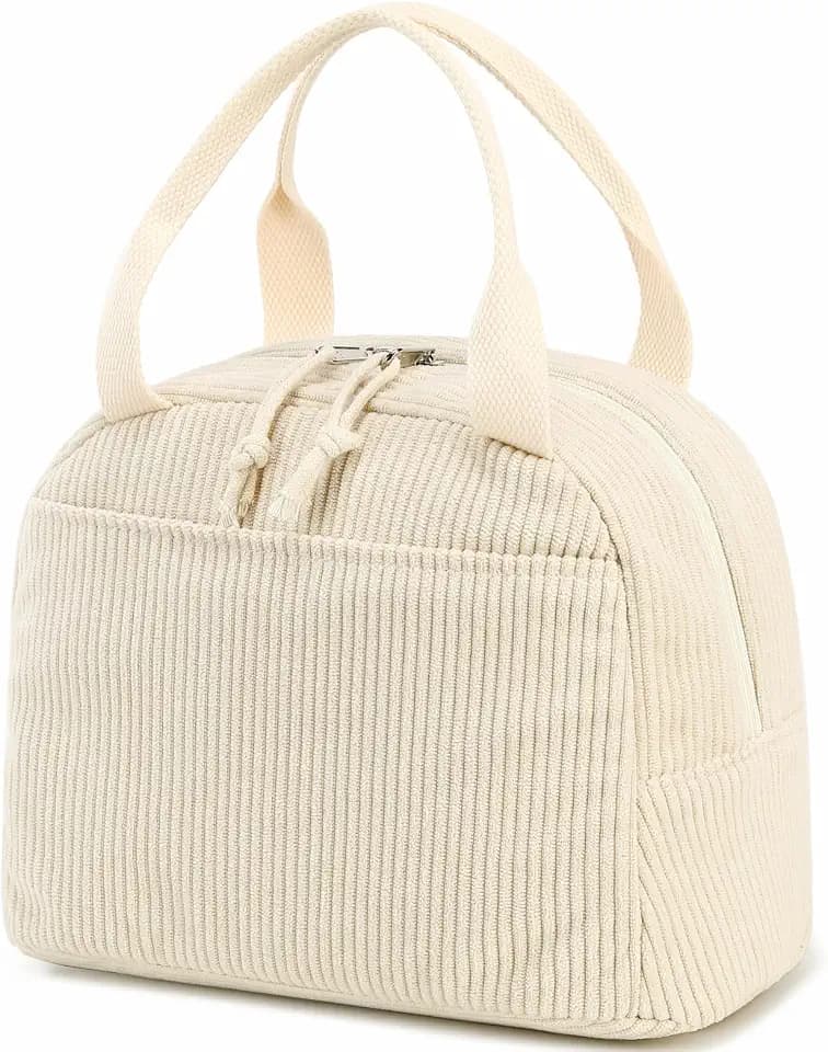 Bluboon Lunch Bag for Women Men Cute Corduroy Lunch Tote Bags Reusable Insulated Lunch Box Large Capacity Reusable Insulated Cooler for Work Picnic or Travel