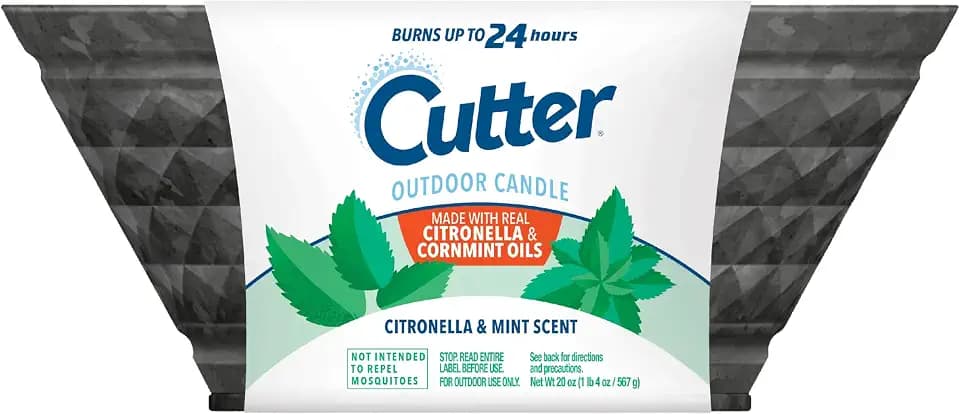 Cutter Outdoor Scented Candle 20 Oz, Citronella and Mint Scent