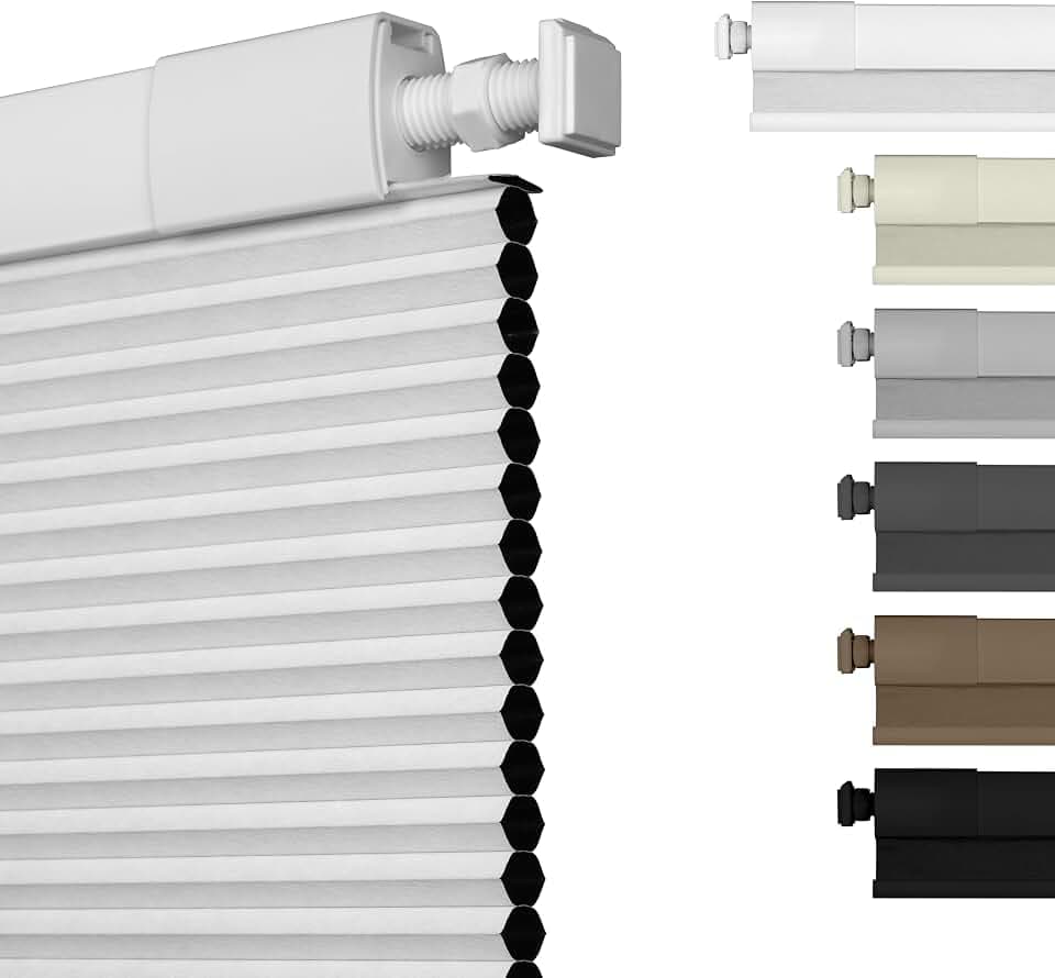 No Drill Blackout Cellular Shades,White,35" W x 48" H