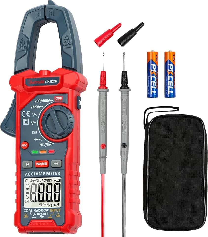 AstroAI Digital Clamp Meter Multimeter 2000 Counts Amp Voltage Tester Auto-ranging with AC/DC Voltage, AC Current, Resistance, Capacitance, Continuity, Live Wire Test, NCV, Blue