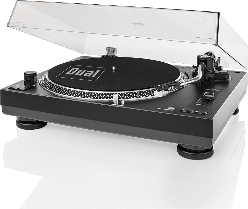 Dual DTJ 301.1 USB DJ-Plattenspieler (33/45 U/min, Pitch-Control, Magnet-Tonabnehmer-System, Nadelbeleuchtung, USB Kabel) schwarz
