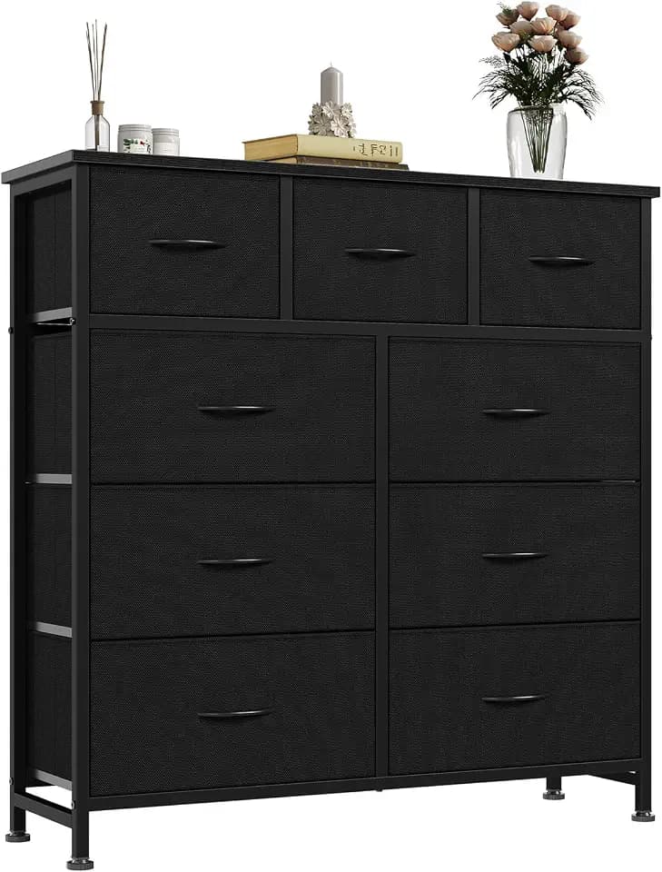 Fabric Dresser for Bedroom with 9 Drawers, Storage Tower