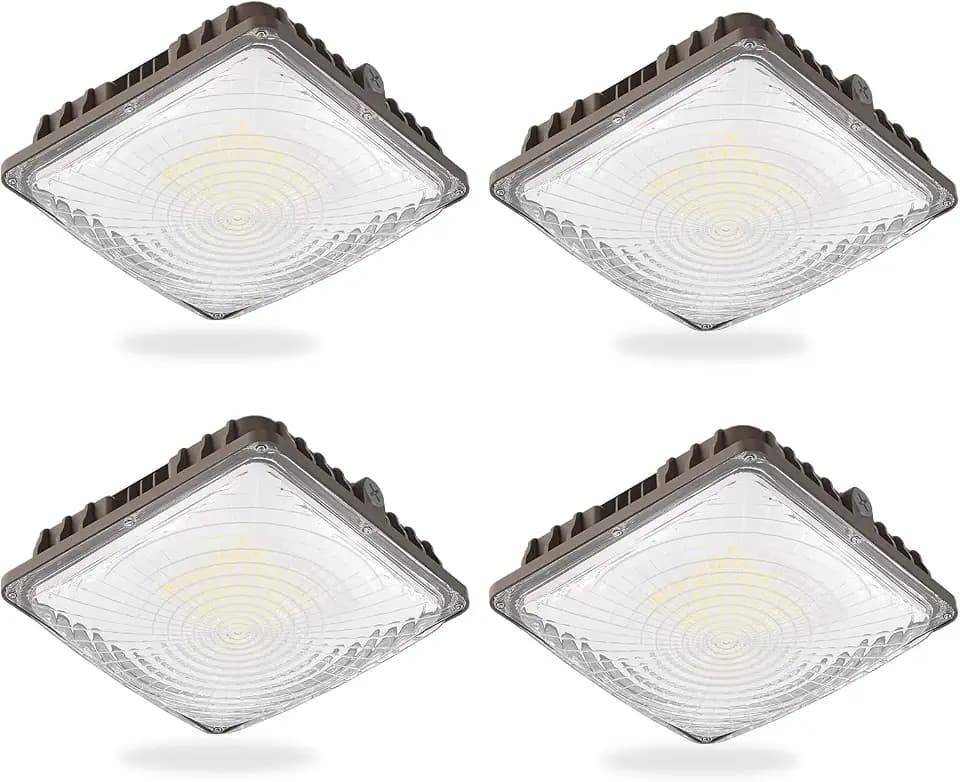 LED Canopy Light 60W, 9000LM LED Canopy Lights Outdoor, 5000K Daylight Square Canopy Gas Station Light for Carport Shop Garage Warehouse Porch Hotel Building Entrances UL Listed, 4 Pack