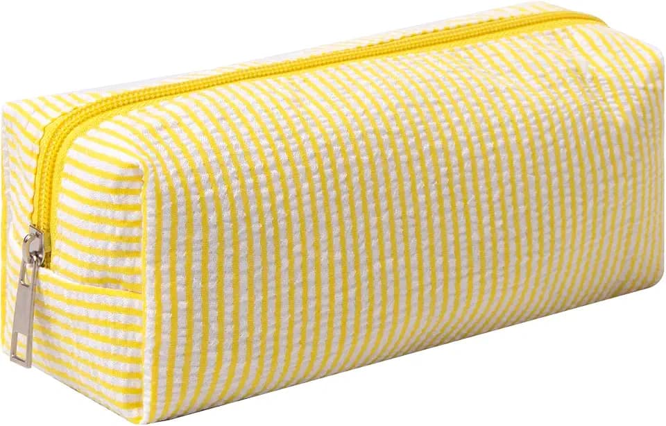 Cute Pencil Case Capacity Pencil Pouch Aesthetic Pen Bag Office Stationery Organizer Simple Sturdy Multifunctional Cosmetic Pouch (yellow)