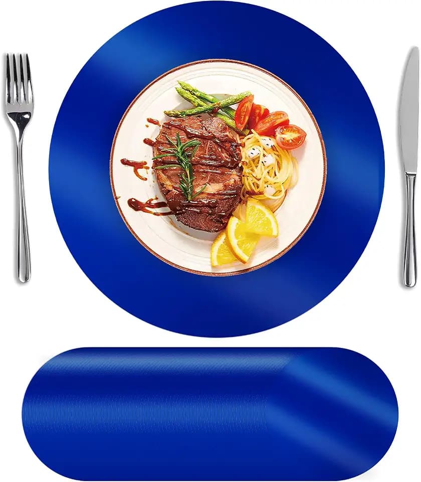 SHACOS 50Pcs Round Blue Placemats 13" Paper Place Mats Disposable