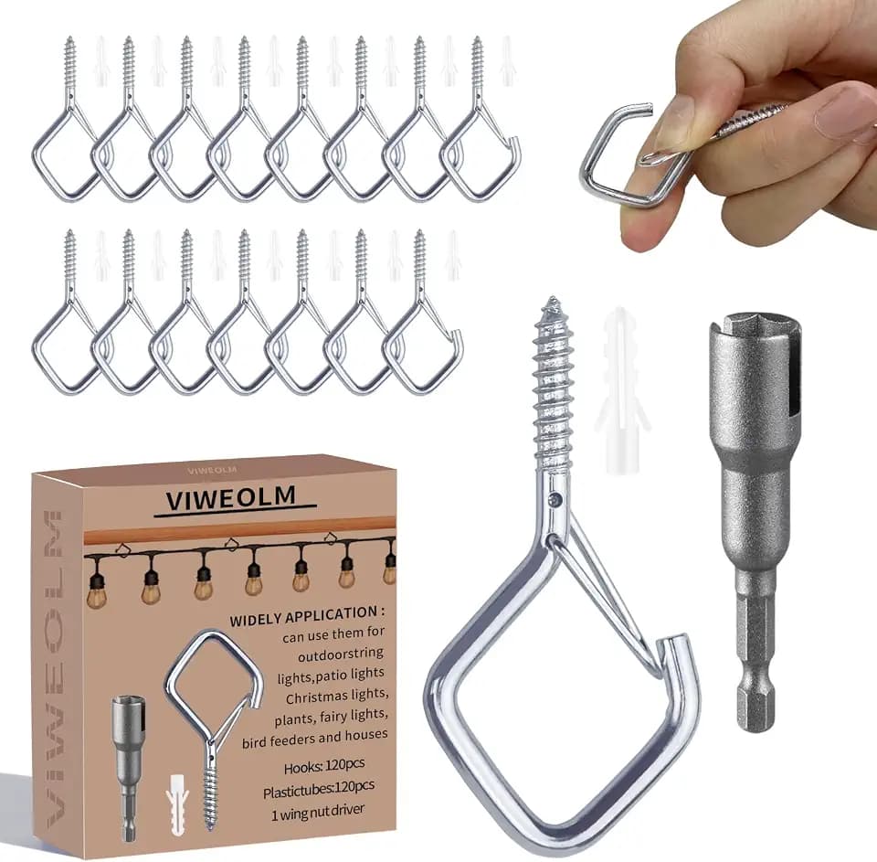 120 Pcs Ceiling Hooks for Hanging Plants, Screw in Hooks Silver