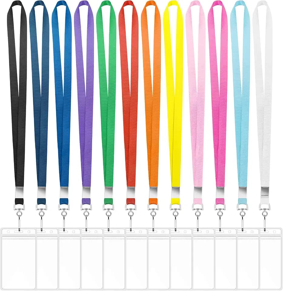 12 Pack Lanyards for ID Badges Cruise Lanyard for Ship Cards, 12 Colors