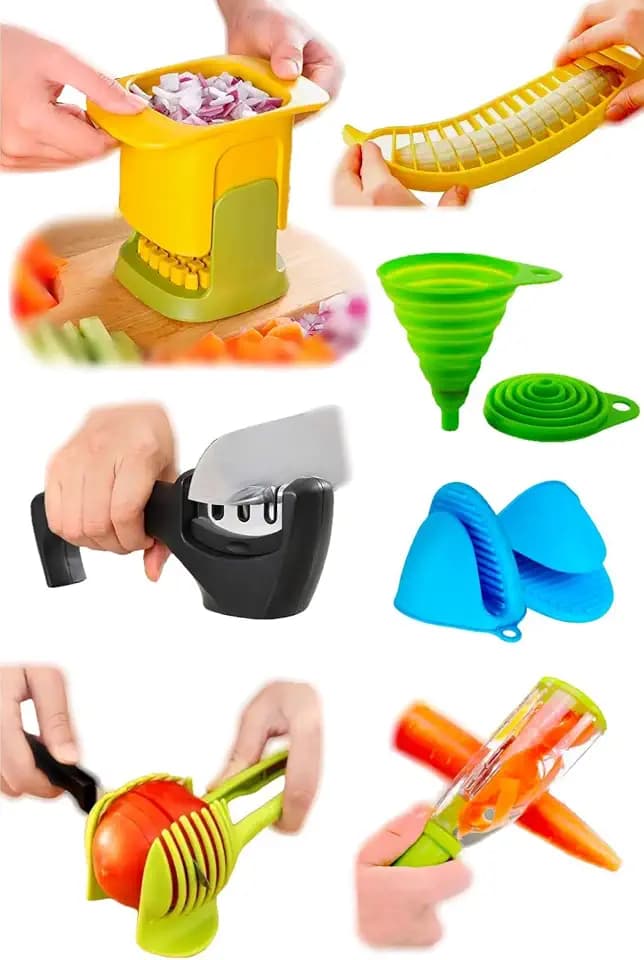 All In One Kitchen Gadget Set Multi Tool Kitchen Kit 7 Piece Food Prep Bundle Complete Cooking Set Bulk Meal Prep Utensils Fun Easy Useful Assortment