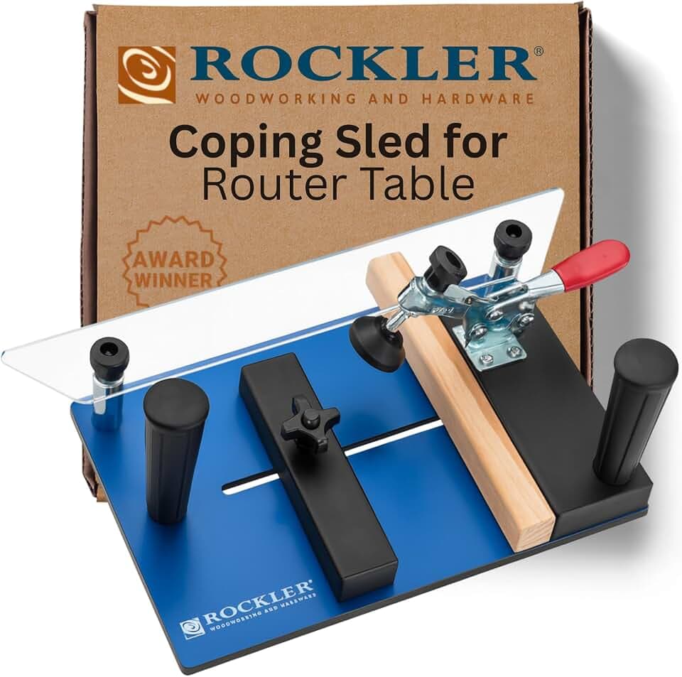 Rockler Rail Sled for Router Table w/Toggle Clamp, Fits Most Routers