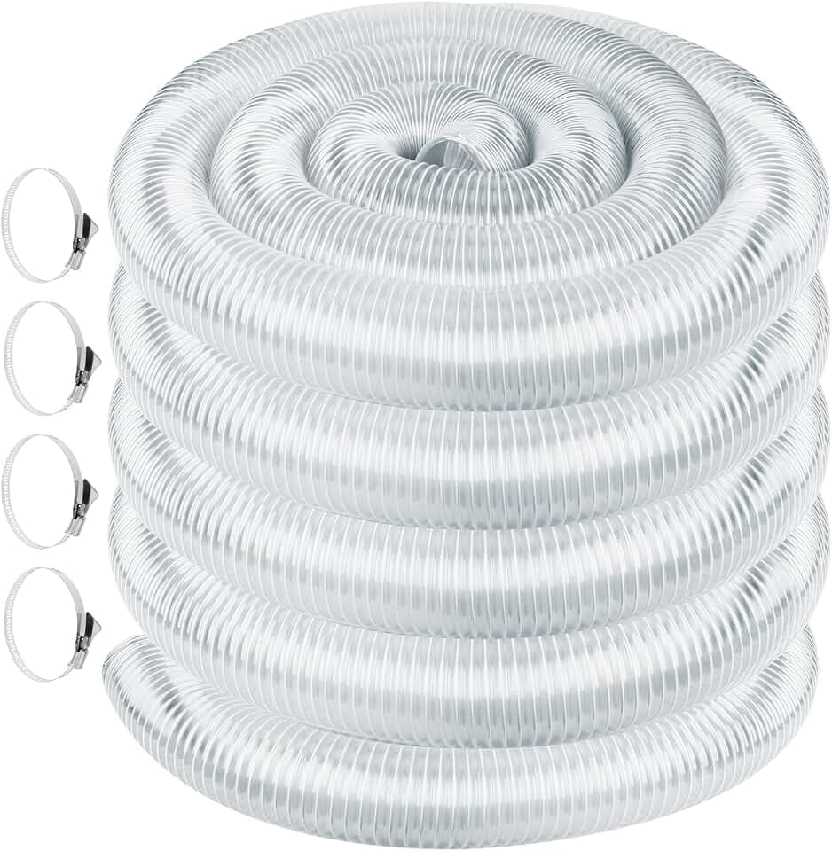 Heavy PVC 4" x 50' Dust Collection Hose,Flexible Clear Debris and Fume Collection Hose with Stainless Steel Clamps for Dust Collectors with 4" Ports, Ideal for Shop Vacuums