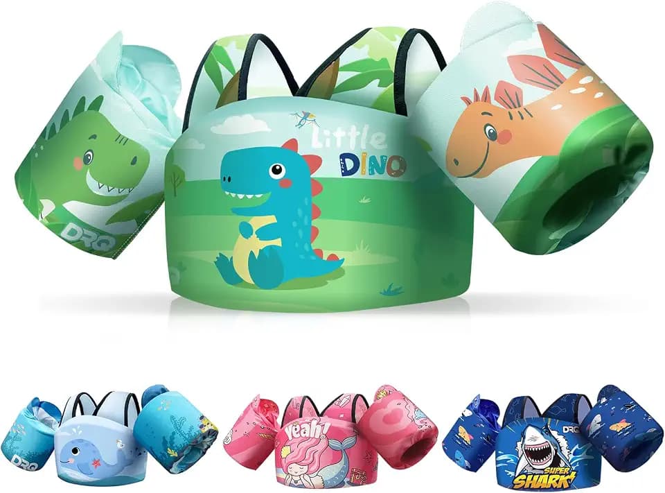 Toddler Swim Vest for Kids, Arm Floaties, Shoulder Harness and Dual Buckles