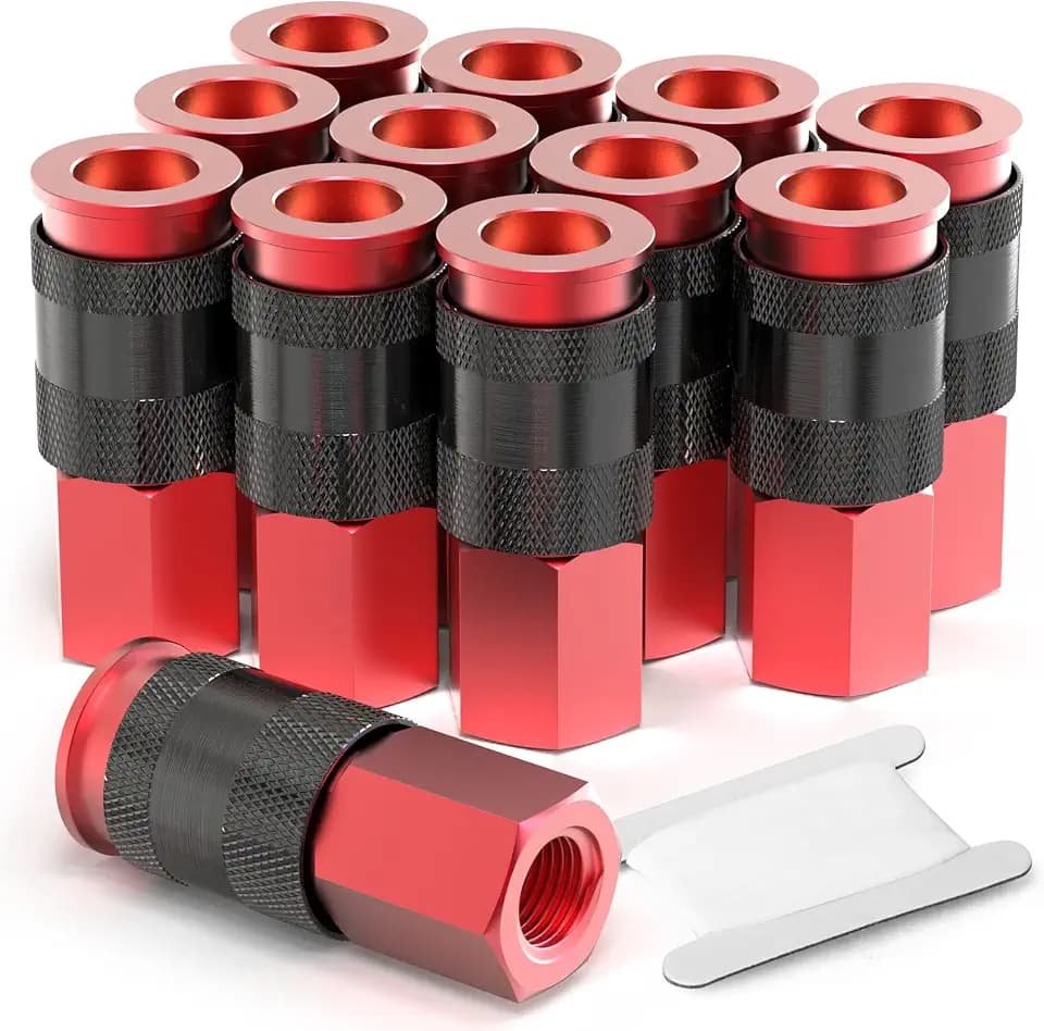 GASHER 12PCS Aluminium 1/4-Inch Female AMT Universal Air Coupler,1/4 Inch NPT Female Threads Size, Quick Connect Air Coupler